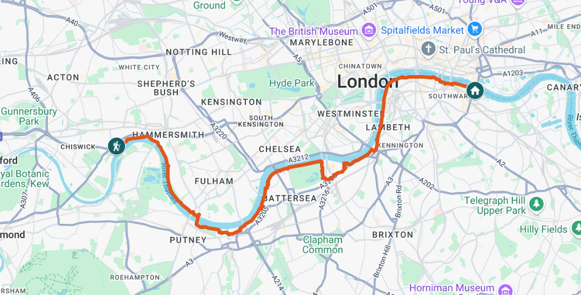 Drinks Trust Thames Half Marathon Map